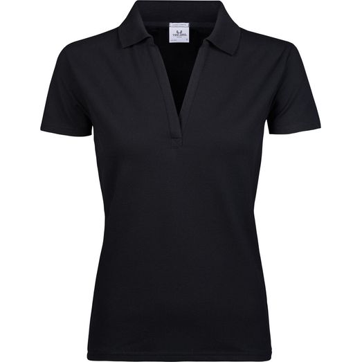 Tee Jays Women's Luxury Stretch V-Neck Polo Black