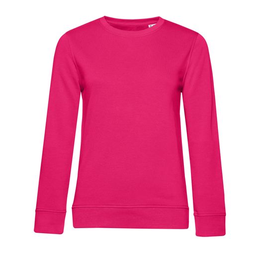 B&amp;C Women's Organic Crew Neck Sweat Magenta Pink