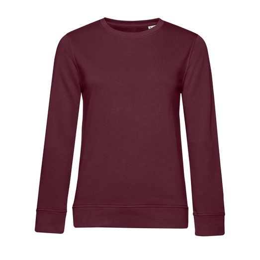 B&amp;C Women's Organic Crew Neck Sweat Burgundy