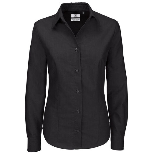 B&C Women's Oxford Long Sleeve Shirt Black