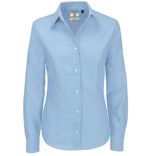 B&C Women's Oxford Long Sleeve Shirt Oxford Blue
