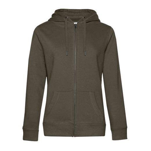 B&amp;C Women's Queen Zipped Hooded Sweat Khaki