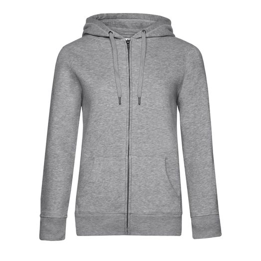B&amp;C Women's Queen Zipped Hooded Sweat Heather Grey