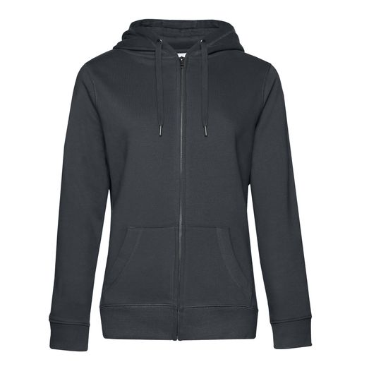 B&amp;C Women's Queen Zipped Hooded Sweat Asphalt