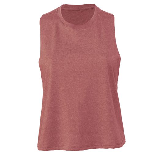 Bella Women's Racerback Cropped Tank Heather Mauve