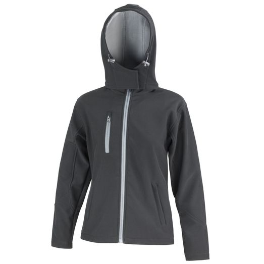 Result Core Women's TX Performance Hooded Softshell Jacket Black/ Grey