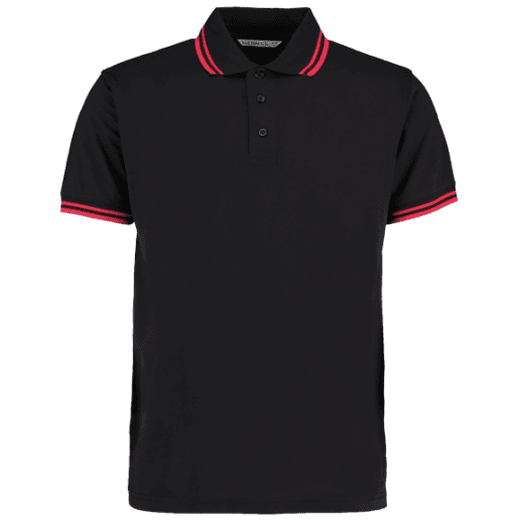 Kustom Kit Classic Fit Tipped Collar Polo Black/Red