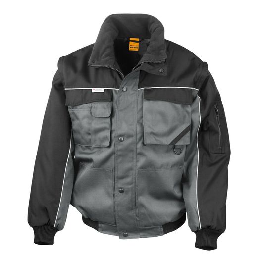 WORK-GUARD by Result Zip Sleeve Heavy Duty Jacket Grey/Black