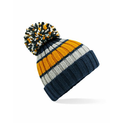 Beechfield  Hygge Striped Beanie Dijon Blue