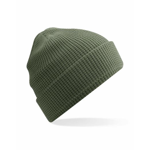 Beechfield  Organic Cotton Waffle Beanie Olive Green