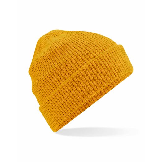 Beechfield  Organic Cotton Waffle Beanie Mustard