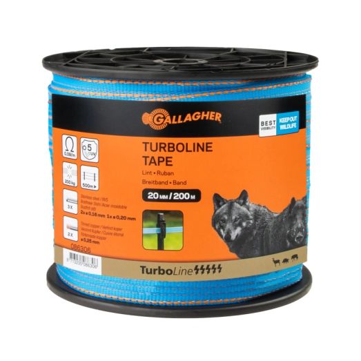 Gallagher TurboLine Blue 20mm Electric Fence Tape - 200m