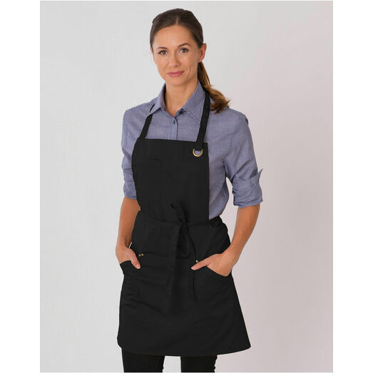 Dennys Le Chef Apron with Metal Eyelets Black