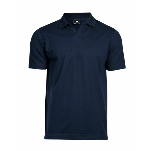 Tee Jays Men's Luxury Stretch V-Neck Polo Navy Blue