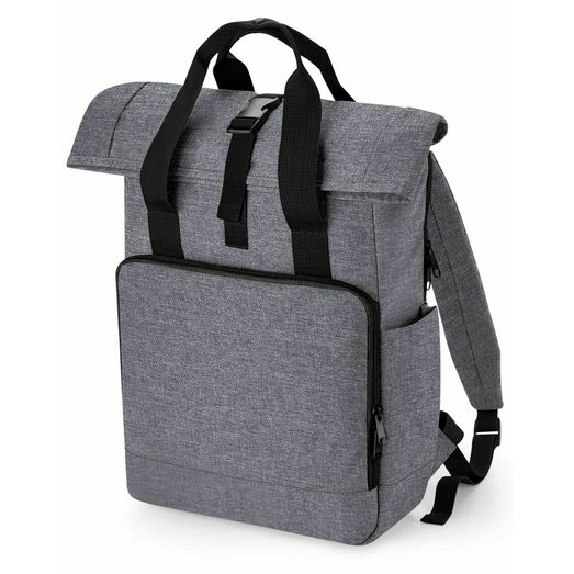 Bagbase Recycled Twin Handle Roll-Top Laptop Backpack Grey Marl