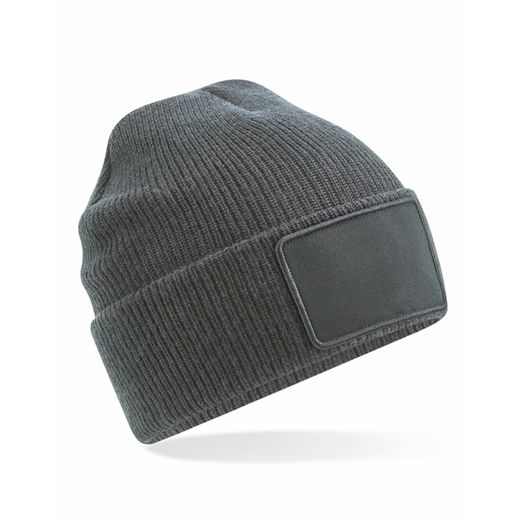 Beechfield  Removable Patch Thinsuate Beanie Graphite Grey