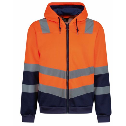 Regatta High Visibility Pro Hi Vis Full Zip Hoodie Hi Vis Orange/Navy