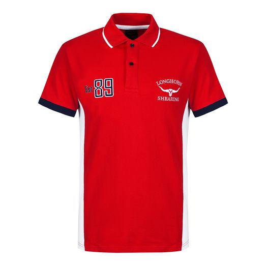 Longhorn Shearing Hereford Polo Shirt Red