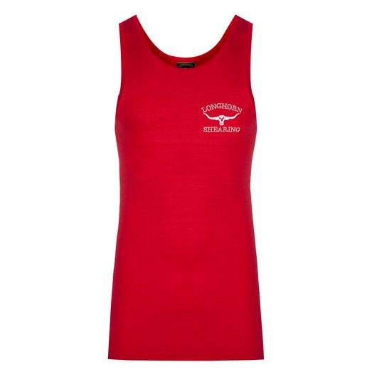 Longhorn Shearing Wool Singlet Vest Red