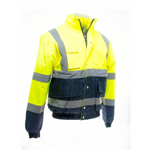 Yoko Hi-Vis 2 Tone Bomber Jacket Hi-Vis Yellow/Navy