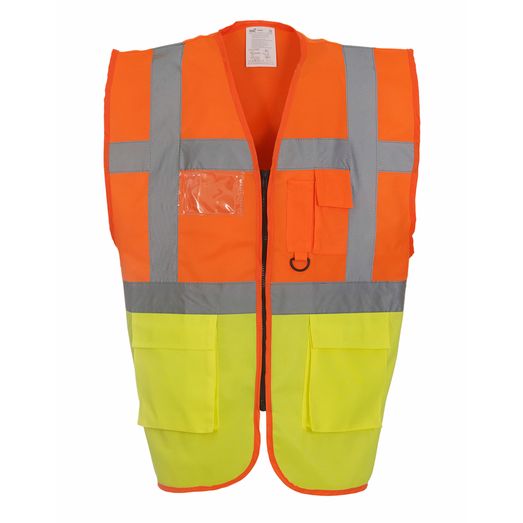 Yoko Hi-Vis Executive Waistcoat Hi Vis Orange/Hi Vis Yellow