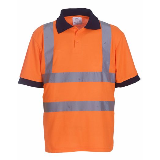 Yoko Hi-Vis Short Sleeve Polo Shirt Hi Vis Orange