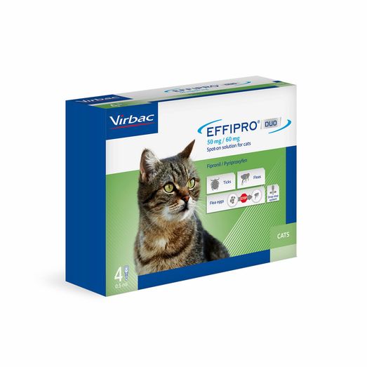 Virbac Effipro Duo Flea &amp; Tick Spot On For Cats 4 Pipettes
