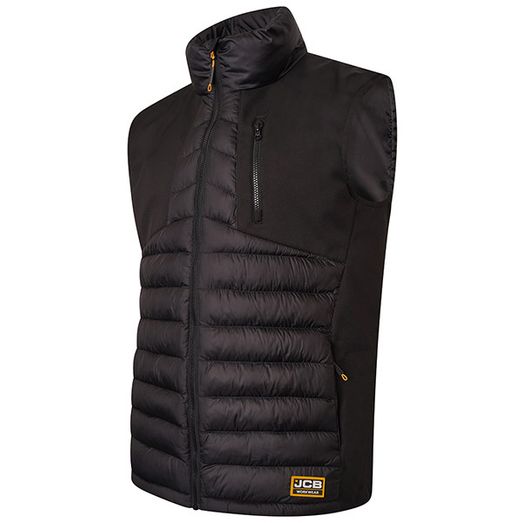 JCB Trade Black Hybrid Padded Gilet