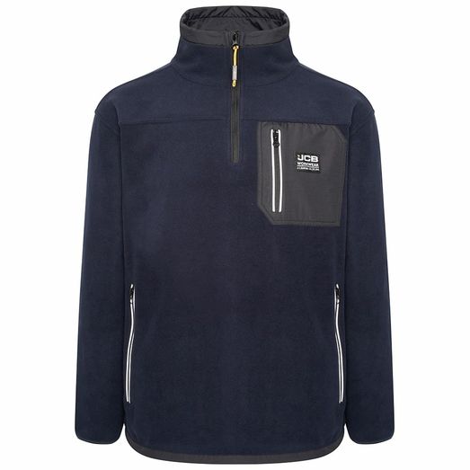 JCB Trade Heavyweight 1/4 Zip Navy Tech Fleece