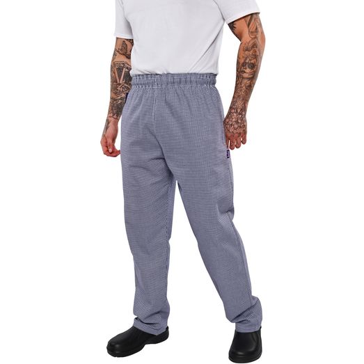 BonChef Check Baggy Chef Trouser - Royal/White