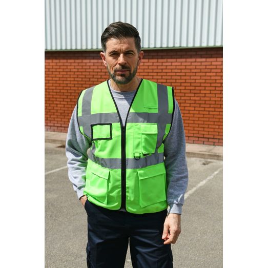 Korntex High Vis Executive Multifunction Safety Vest - Lime Green