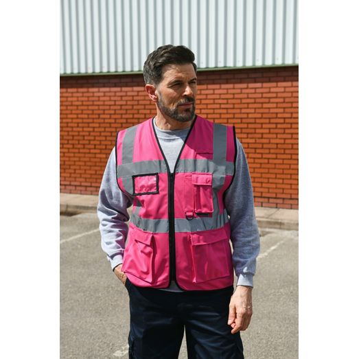 Korntex High Vis Executive Multifunction Safety Vest - Magenta