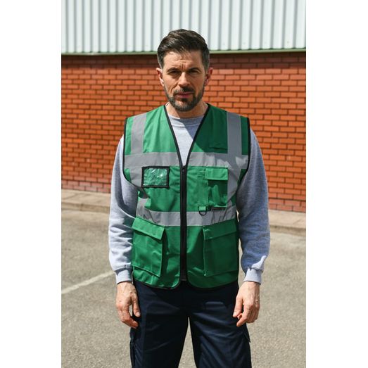 Korntex High Vis Executive Multifunction Safety Vest - Paramedic Green