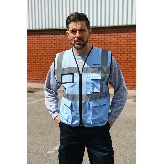 Korntex High Vis Executive Multifunction Safety Vest - Sky Blue