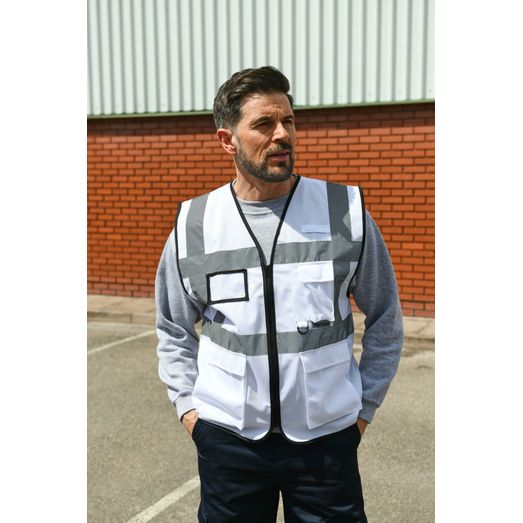 Korntex High Vis Executive Multifunction Safety Vest - White