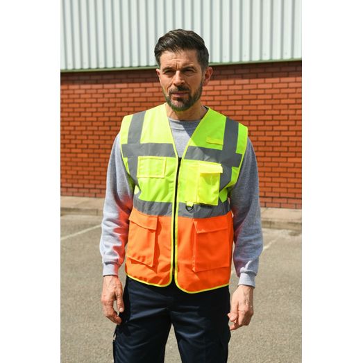 Korntex High Vis Executive Multifunction Safety Vest - Yellow/Orange