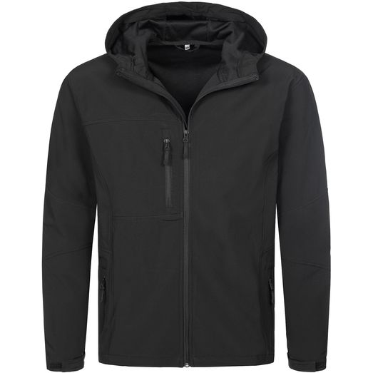 Stedman Active Outdoor Softest Shell Hooded Jacket Mens - Black Opal