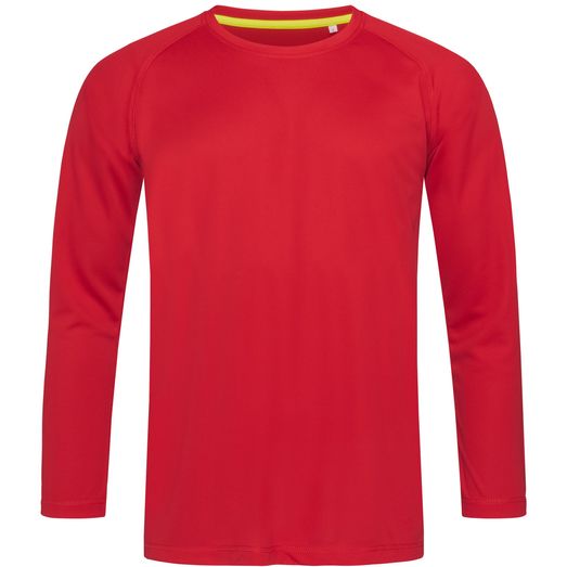 Stedman Active Sports 140 Long Sleeve T-Shirt Mens - Crimson Red