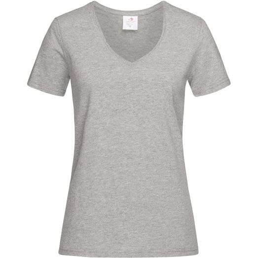 Stedman Classic Ladies V Neck T-Shirt 155gm - Heather Grey
