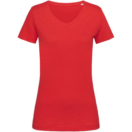Stedman Stars Sharon Slub V/Neck T-Shirt - Crimson Red