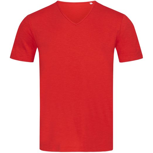 Stedman Stars Shawn V Neck Slub T-Shirt - Crimson Red