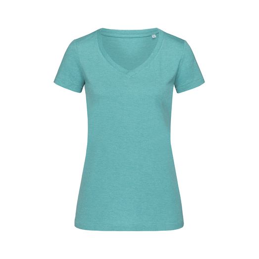 Stedman Stars Lisa Melange V/Neck T-Shirt - Aqua Heather