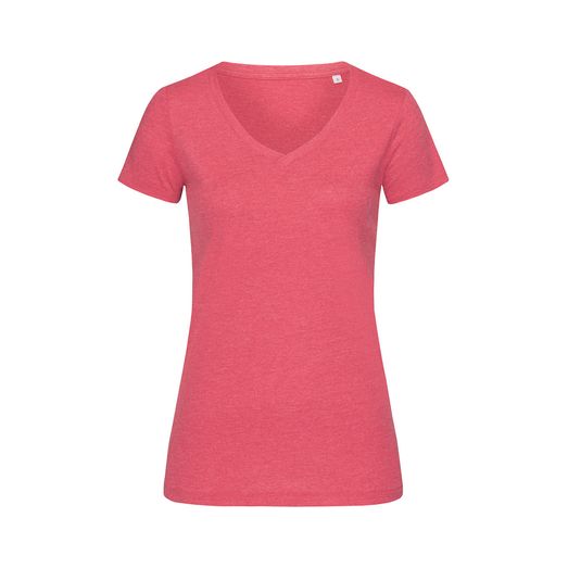 Stedman Stars Lisa Melange V/Neck T-Shirt - Cherry Heather