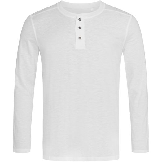 Stedman Stars Shawn Slub Henley Long Sleeve - White
