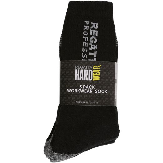 Regatta Professional Workwear 3 Pack Socks - Black
