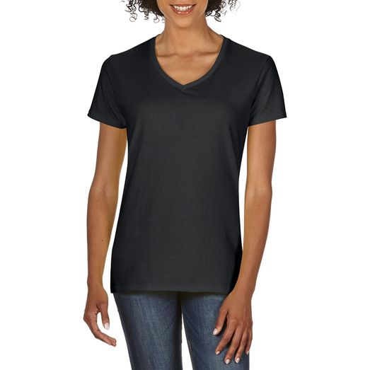 Gildan Premium Ringspun V Neck T-Shirt Ladies - Black