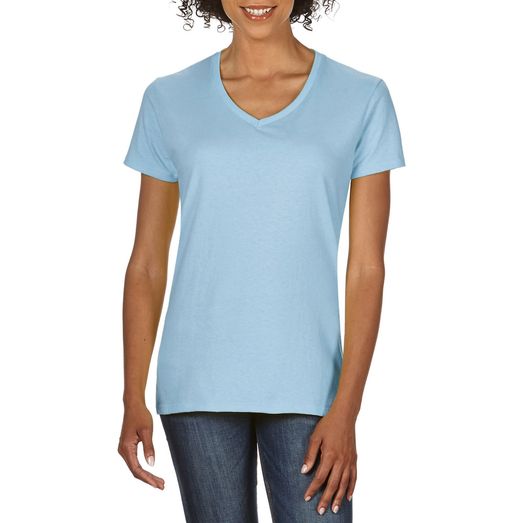 Gildan Premium Ringspun V Neck T-Shirt Ladies - Light Blue