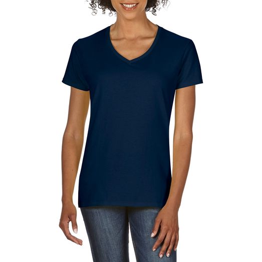 Gildan Premium Ringspun V Neck T-Shirt Ladies - Navy Blue