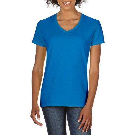 Gildan Premium Ringspun V Neck T-Shirt Ladies - Sapphire
