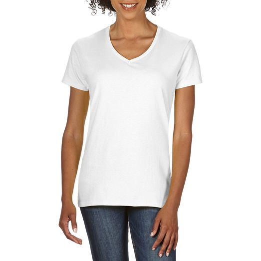 Gildan Premium Ringspun V Neck T-Shirt Ladies - White